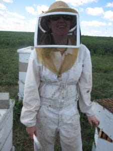 E. Frost, bee suit prototype. Logan County, ND.