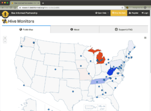 screenshot of the hive monitoring public map